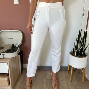 Zara White Trousers with Satin Seam. Never worn!